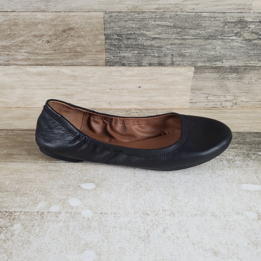 Lucky Brand Emmie Womens Ballet Flats Sz 9 W Black Leather Slip On Round Toe